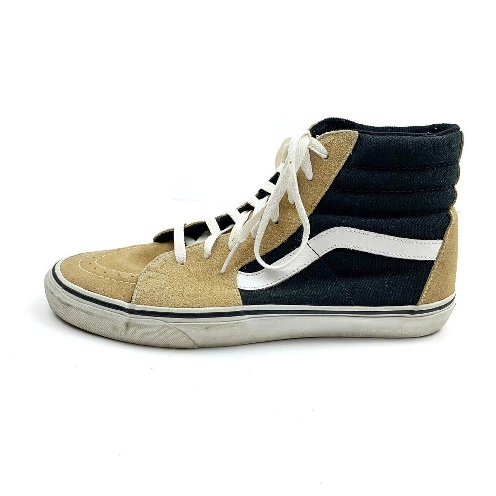 Vans S8-hi Beige Tan Black Color Block High Tops M - Picture 3 of 10